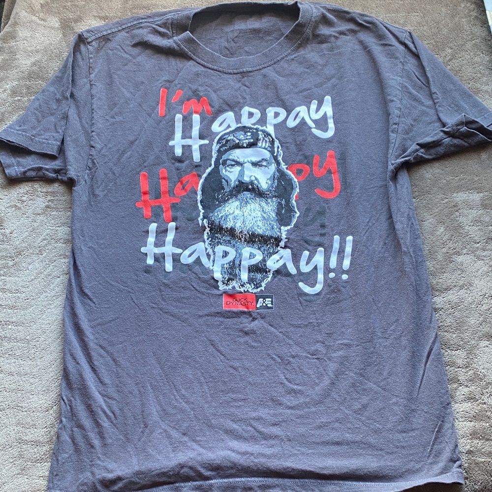 Y2K Men duck dynasty Gray Graphic Tee